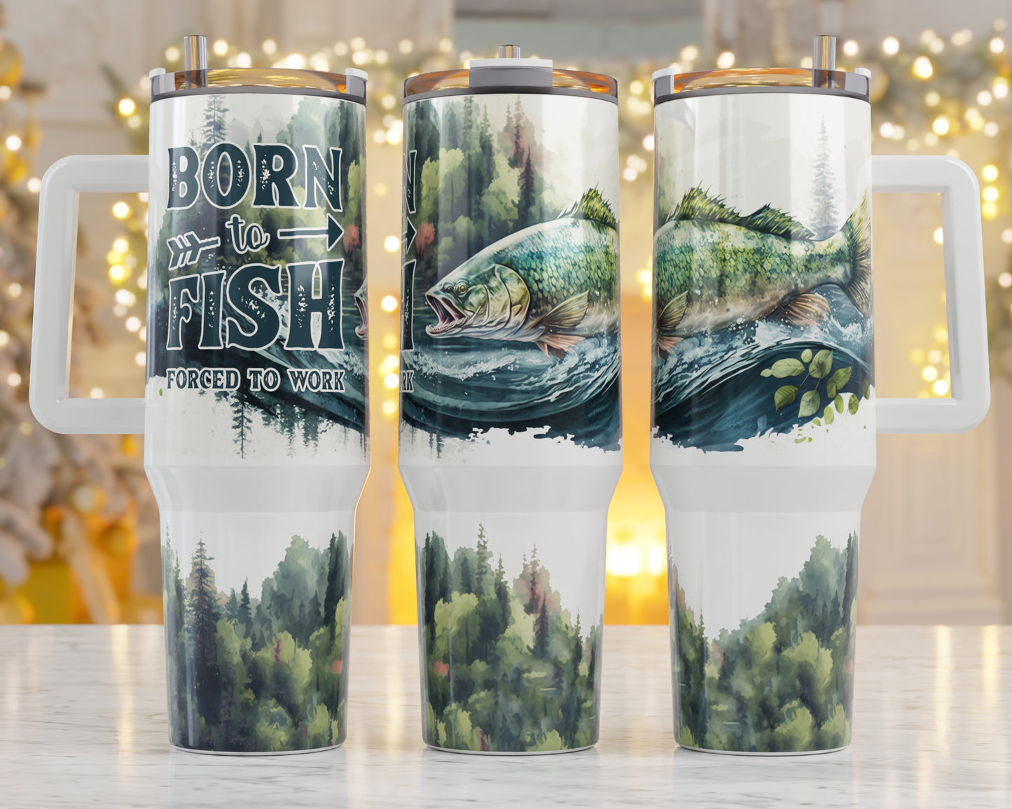 born to fish forced to work 40oz tumbler