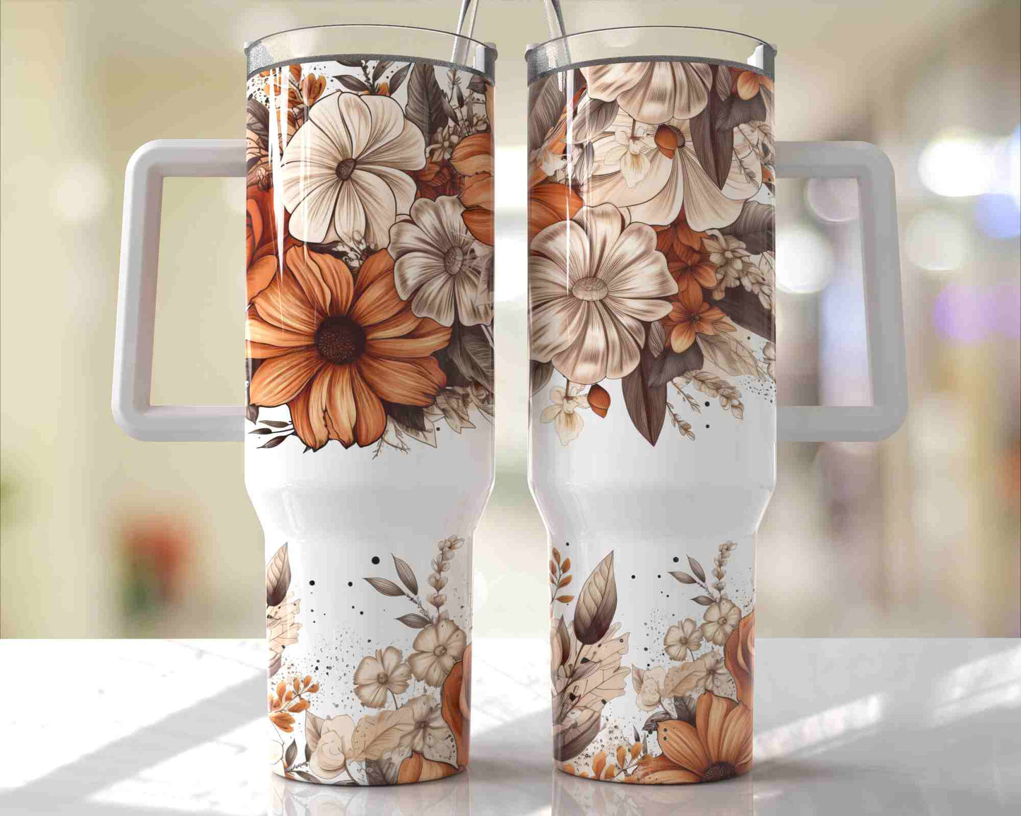 fall flowers 40oz tumbler