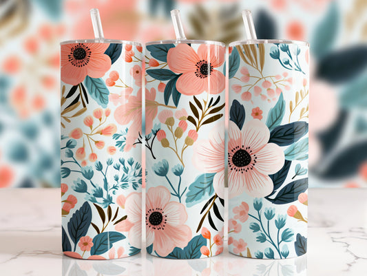 pink flower 20oz tumbler