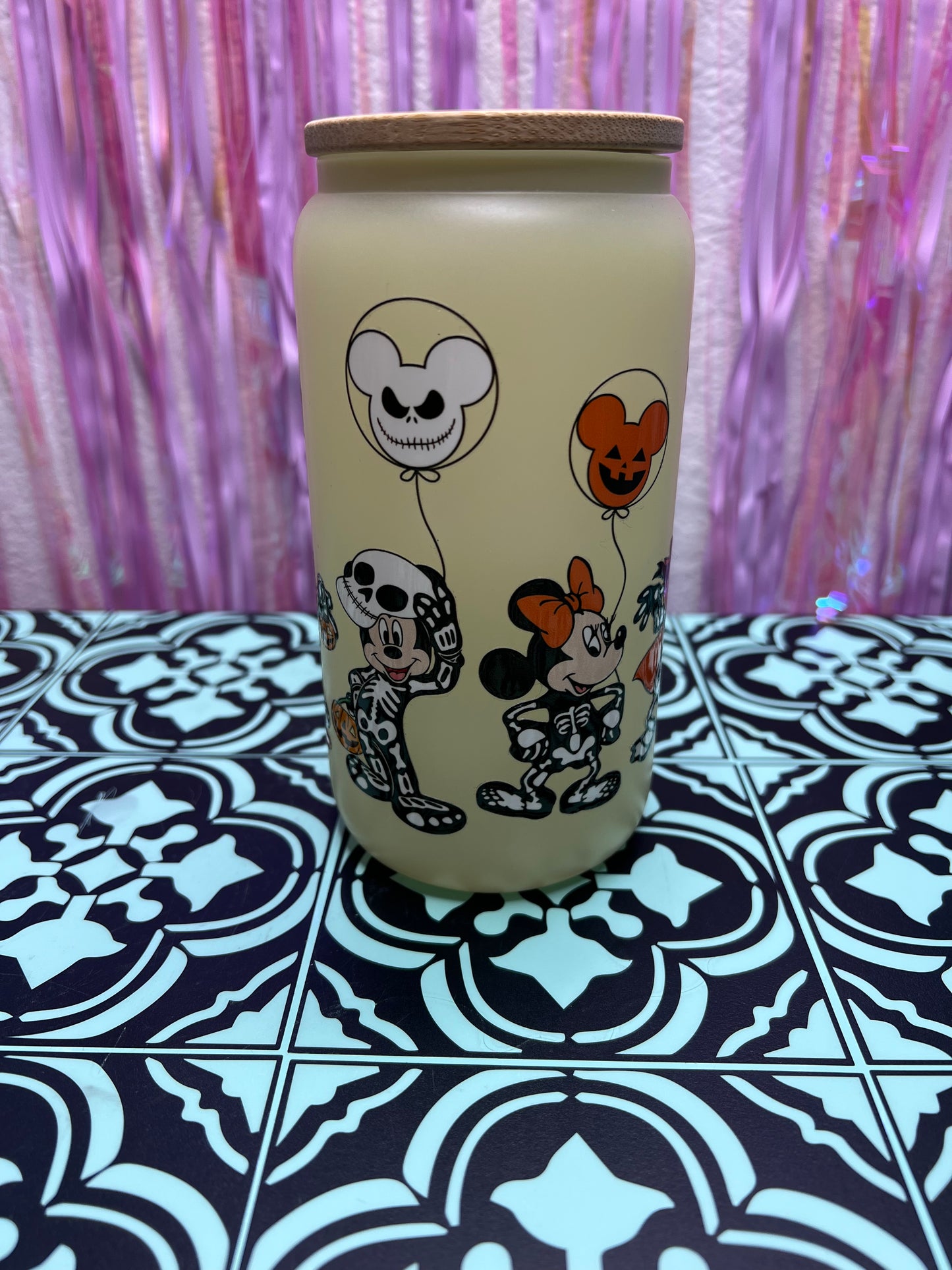 Mickey Mouse color changing glass can