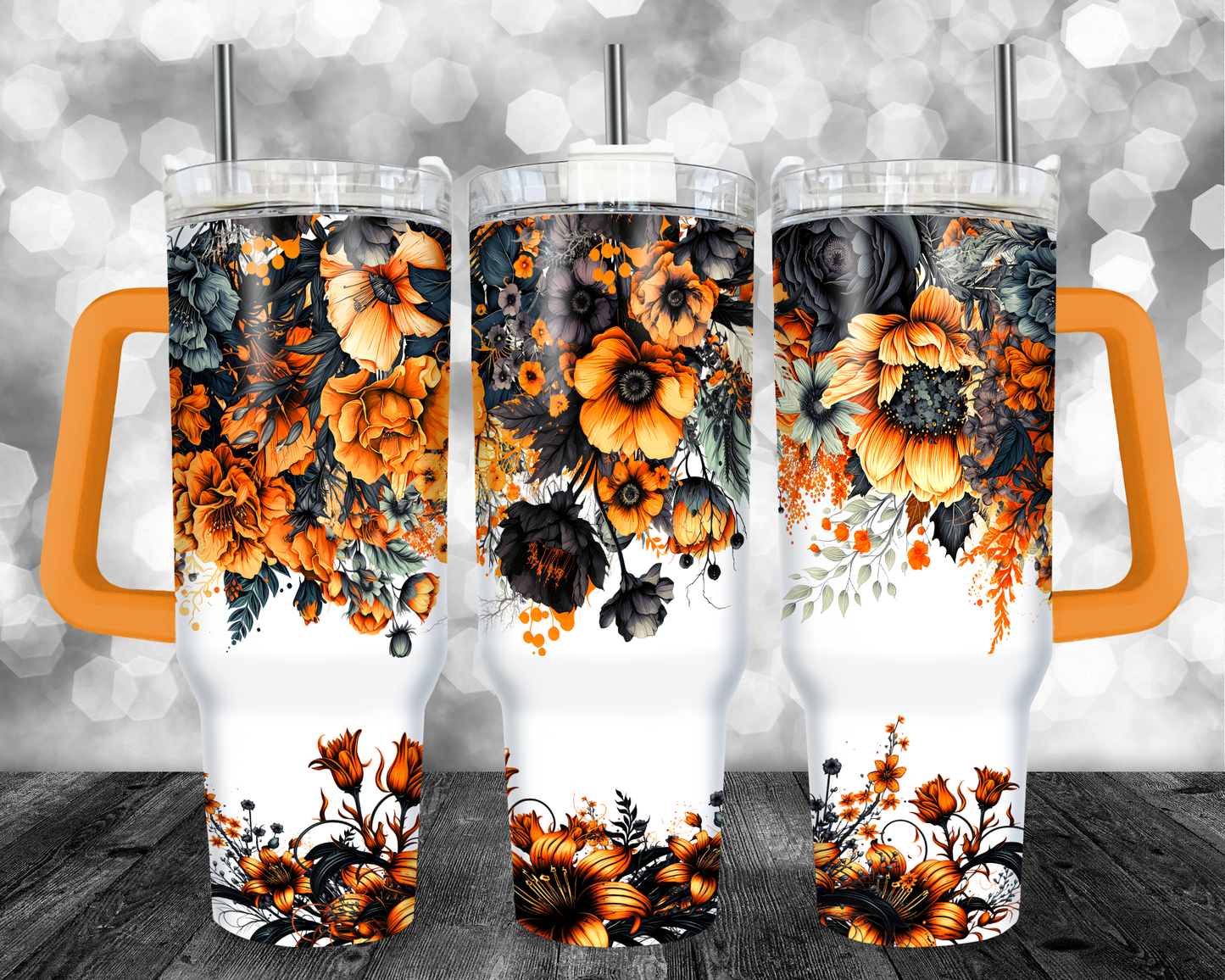 halloween flowers 40oz tumbler