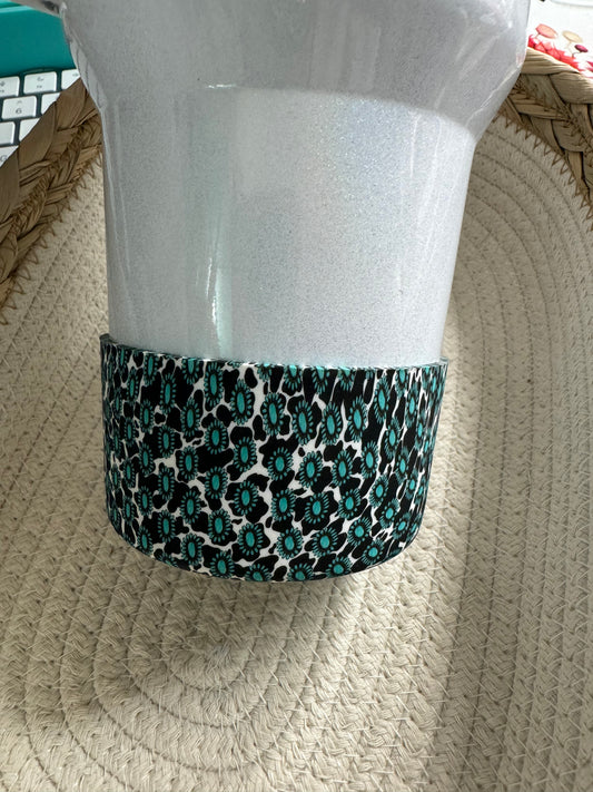 Turquoise and cow print 40oz boot