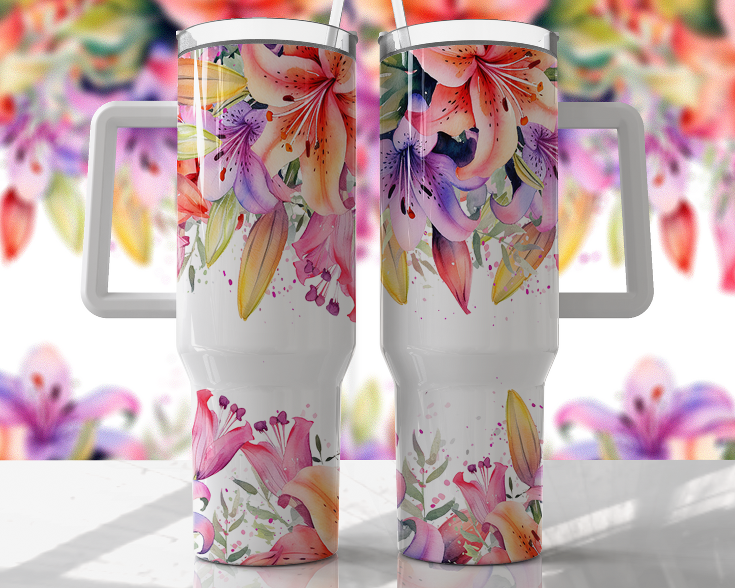 spring flower 40oz tumbler