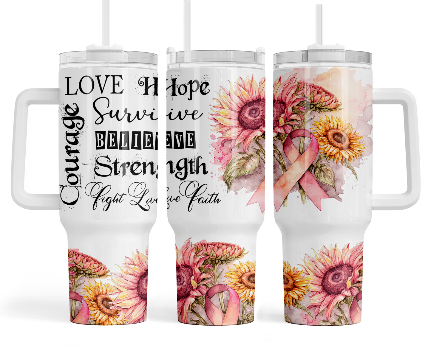 breast cancer 40oz tumbler