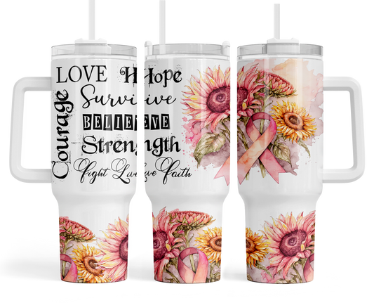 breast cancer 40oz tumbler