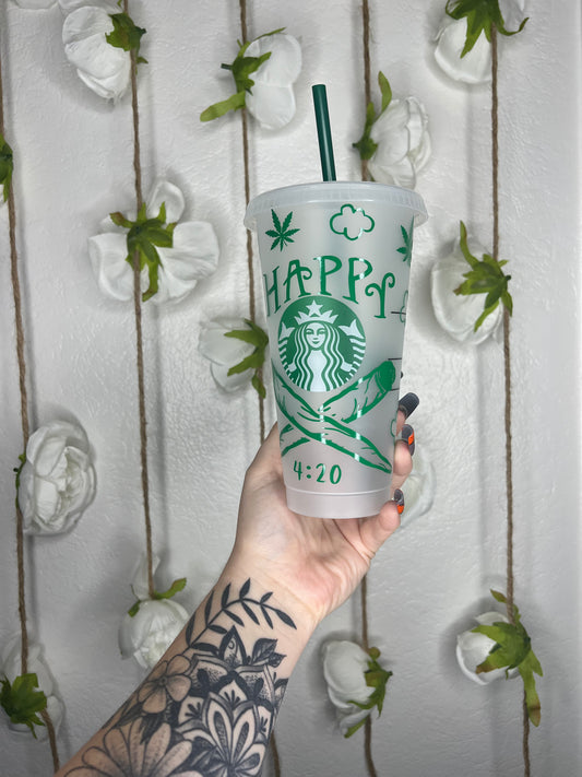 Happy 420 Starbucks cold cup